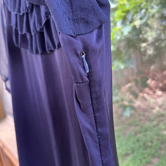 Dior Women's Navy/Purple 100% Silk Ruffled Mini Dress Size L - Picture 7 of 14